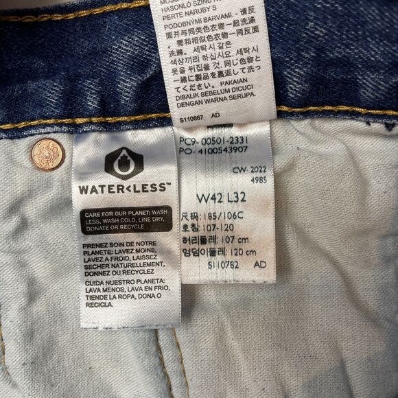 Levis 501 Jeans Men's Size 42x32 Blue Denim Button Fly Original Regular Fit - Picture 8 of 13